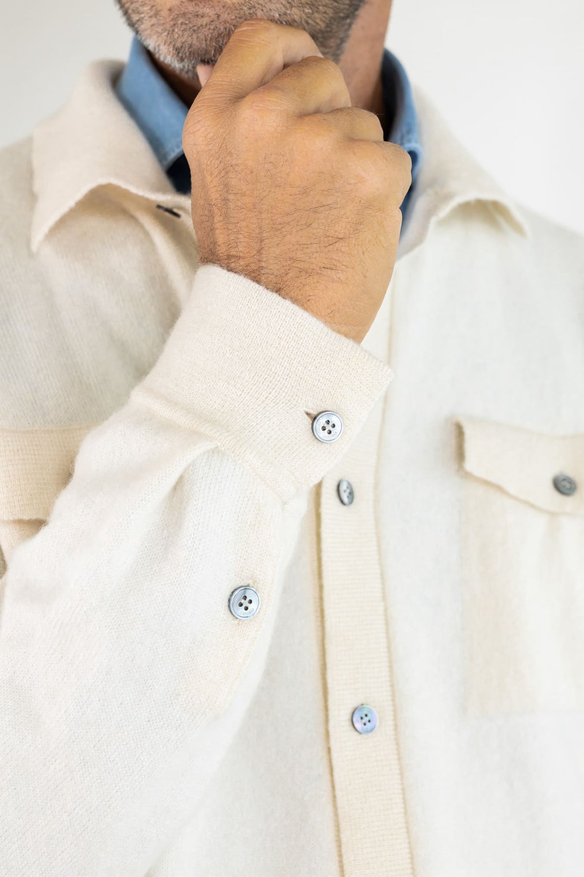 ROBERTO COLLINA Overshirt Cashmere Seta Bianco
