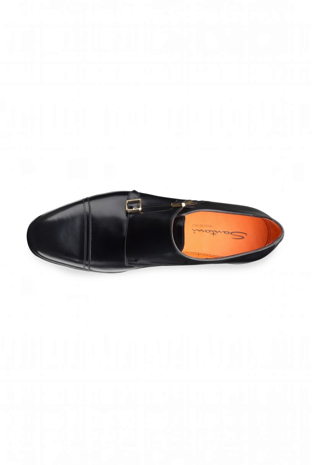 SANTONI Scarpe Doppia Fibbia Pelle Nera