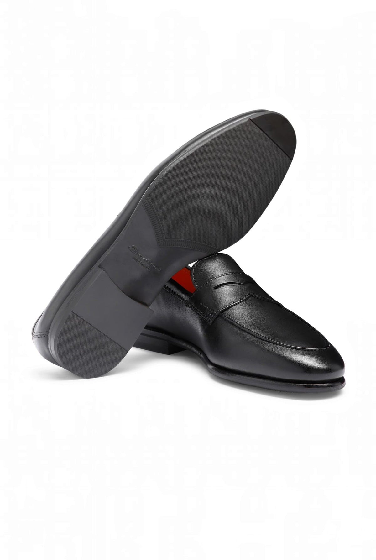 SANTONI Mocassini Penny "Carlo" Pelle Nera