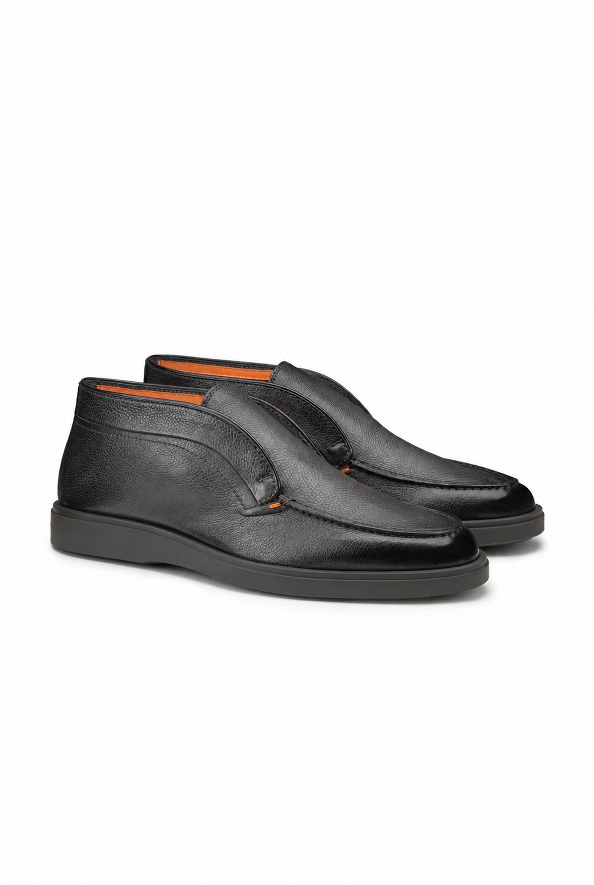 SANTONI Polacchine "Dragon" Pelle Bottalata Grigio Antracite