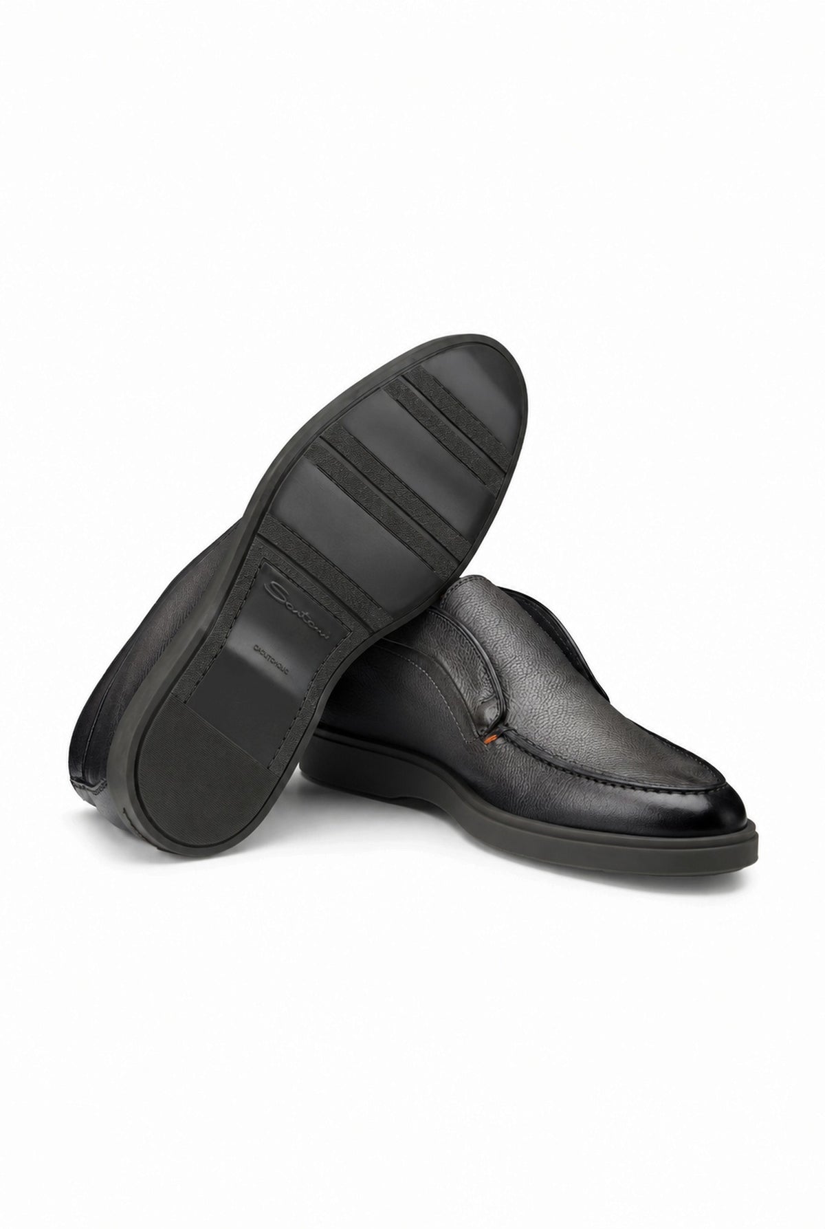 SANTONI Polacchine "Dragon" Pelle Bottalata Grigio Antracite