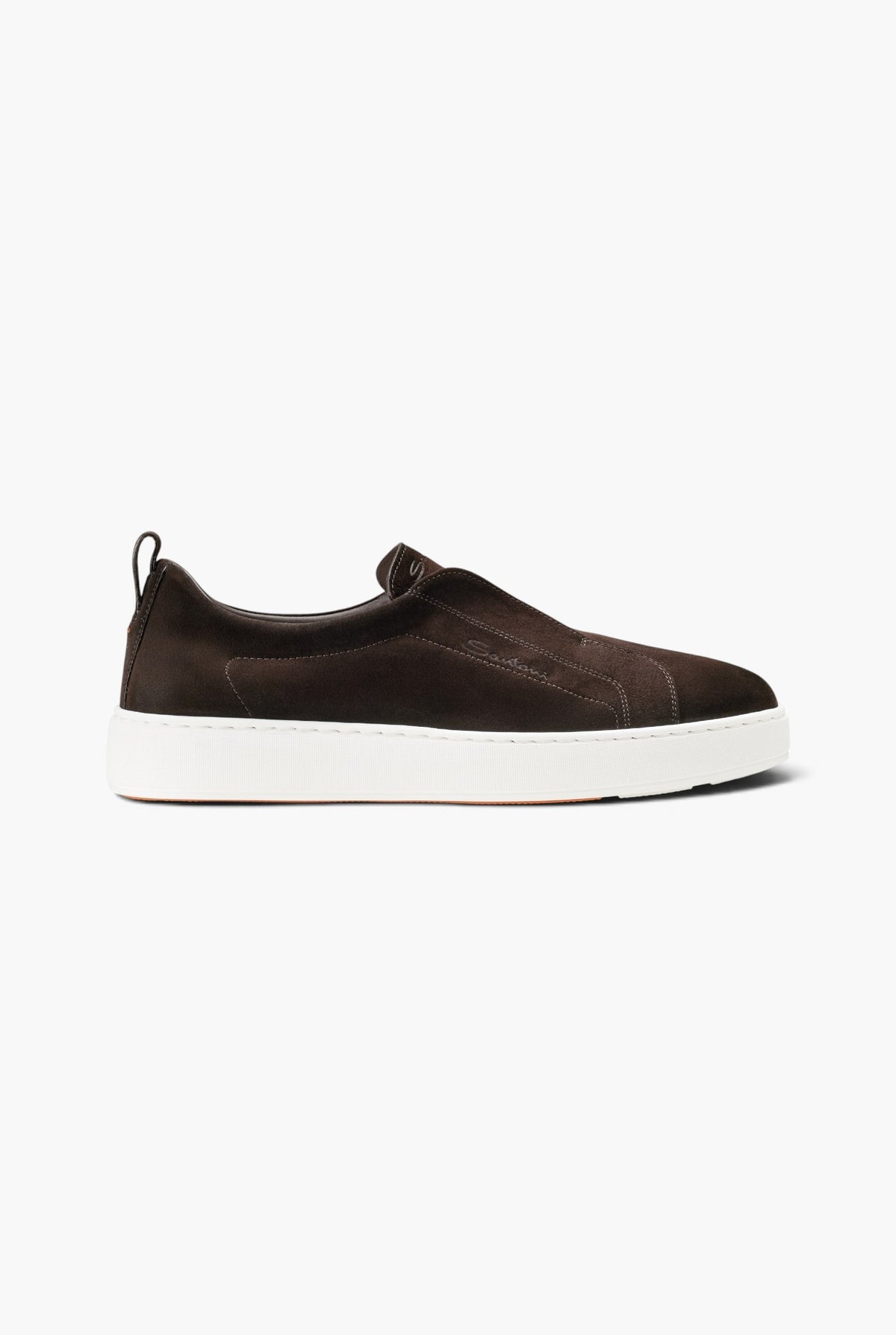 SANTONI Sneakers "Victory" Suede Slip On Moro