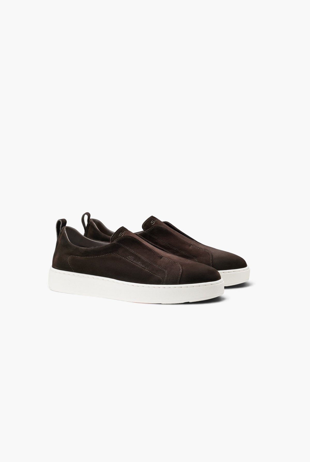 SANTONI Sneakers "Victory" Suede Slip On Moro
