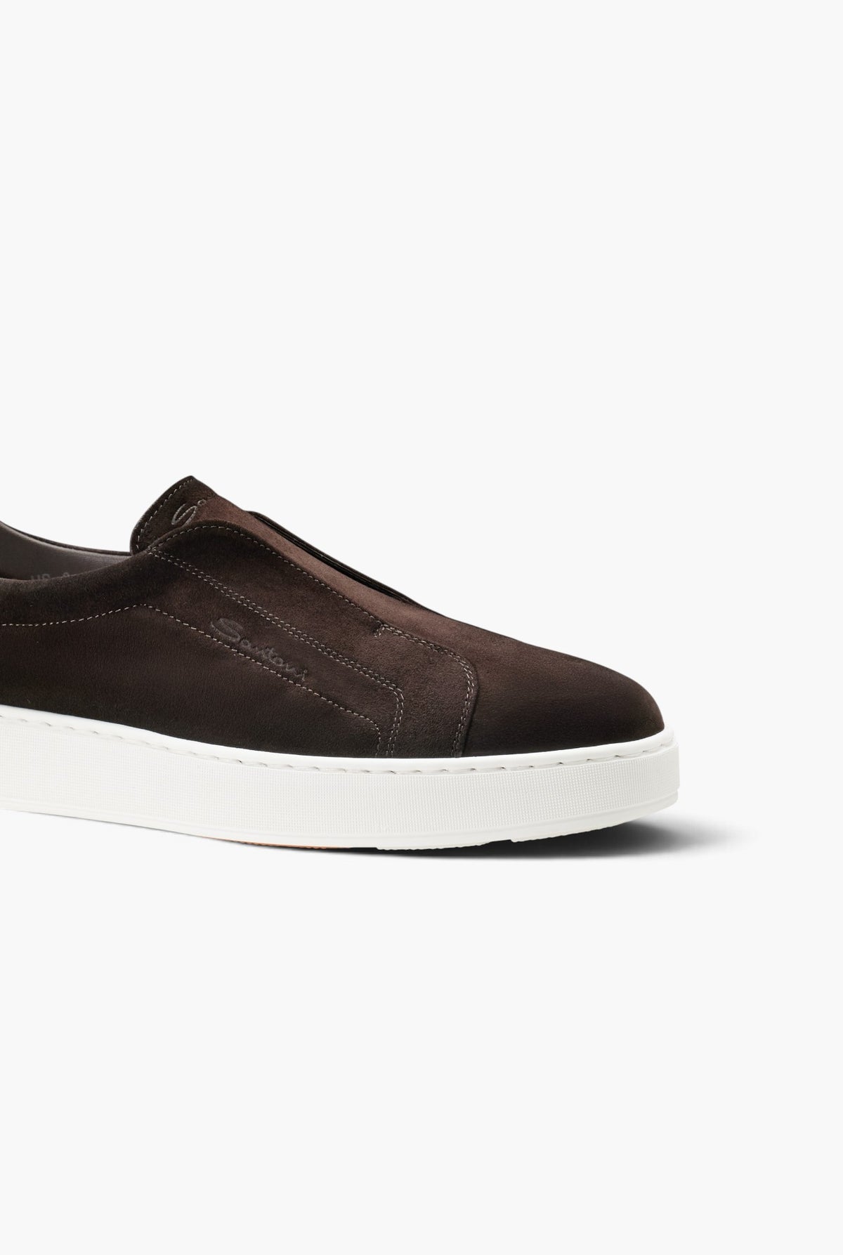 SANTONI Sneakers "Victory" Suede Slip On Moro