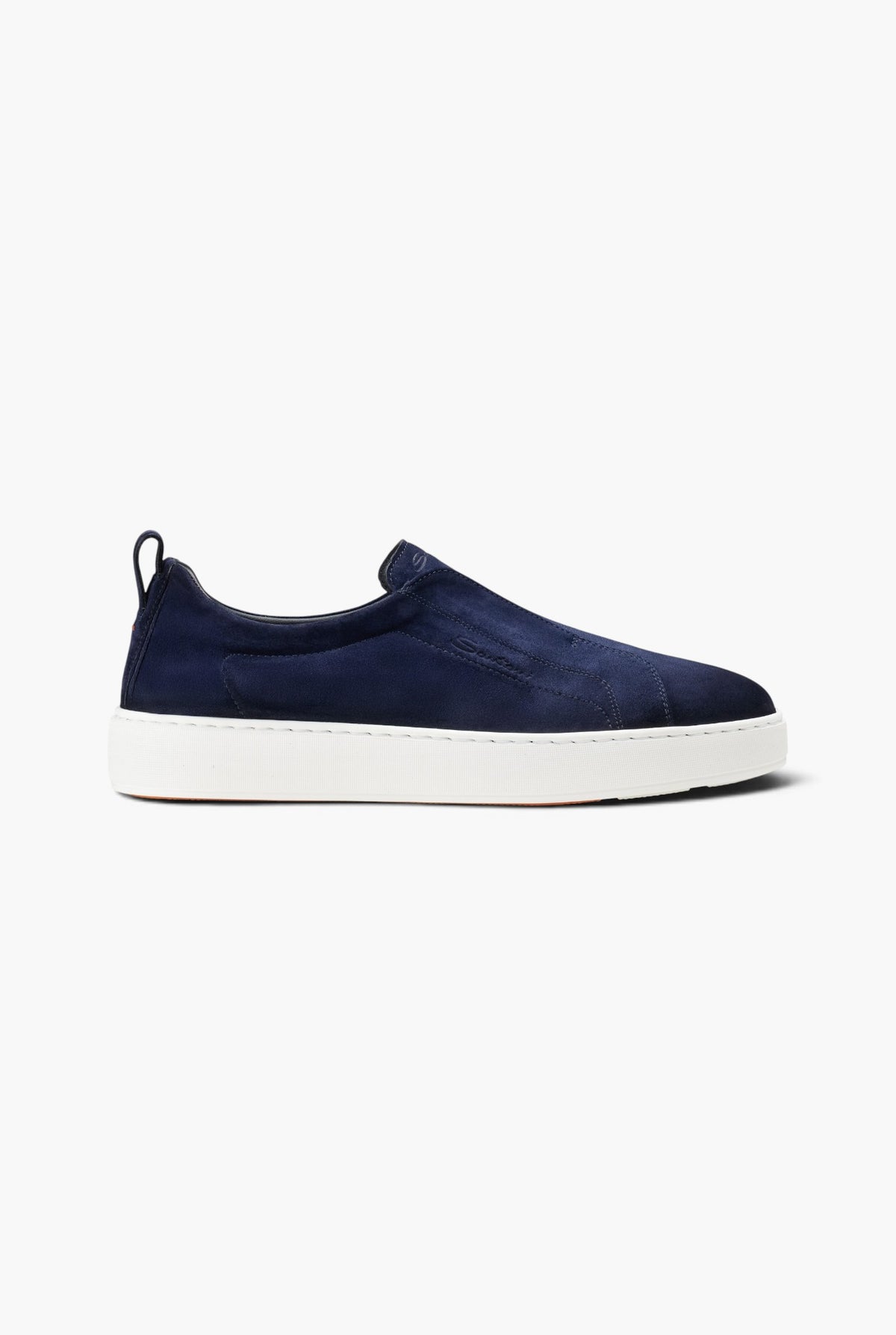 SANTONI Sneakers "Victory" Suede Slip On Blu