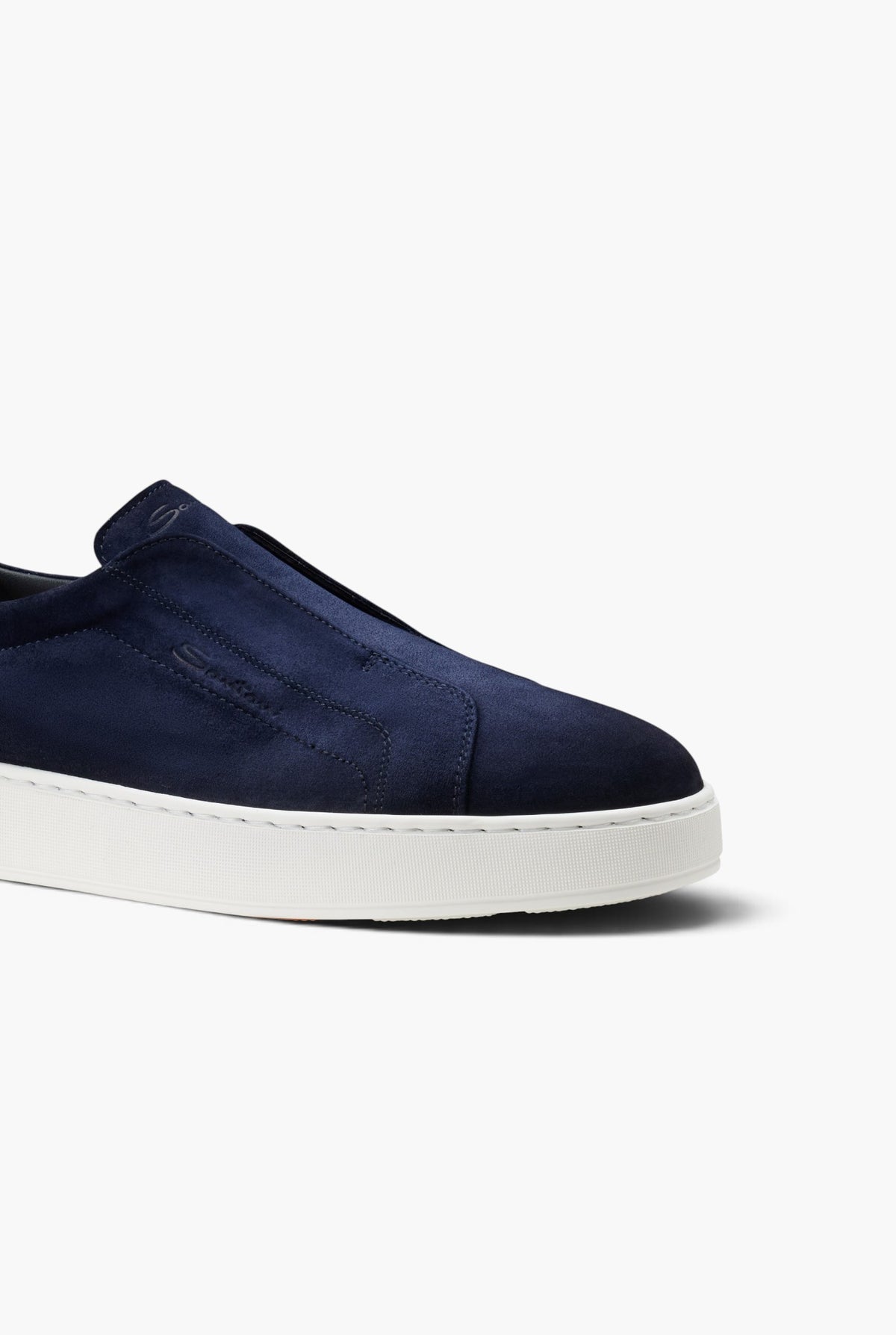SANTONI Sneakers "Victory" Suede Slip On Blu