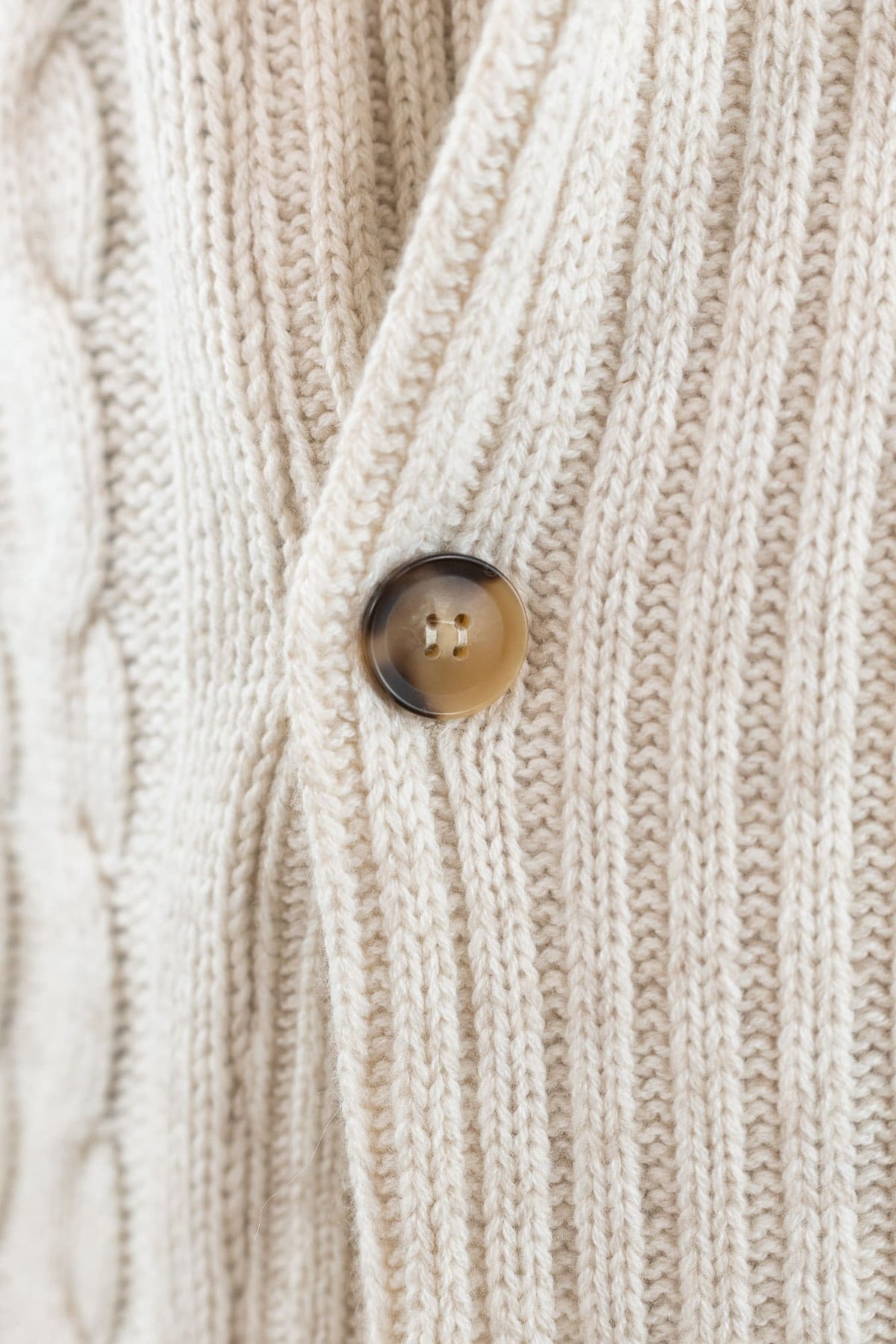 SETTEFILI CASHMERE Cardigan Doppiopetto a Trecce Lana Cashmere Panna