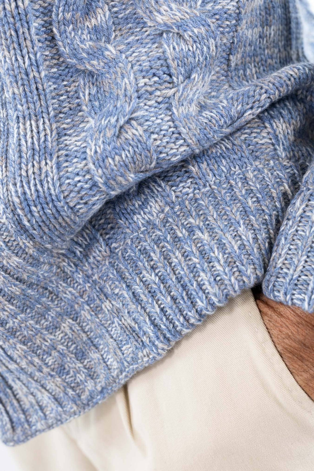 SETTEFILI CASHMERE Cardigan Doppiopetto a Trecce Lana Cashmere Azzurro Mélange