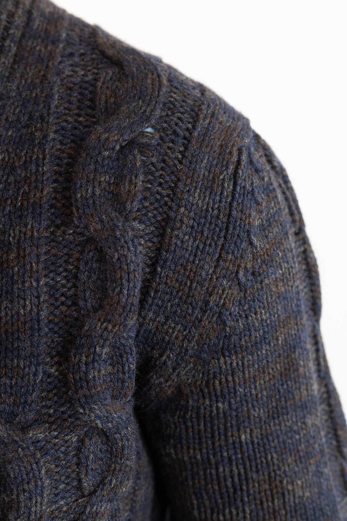 SETTEFILI CASHMERE Cardigan Doppiopetto a Trecce Lana Cashmere Mélange Blu Moro