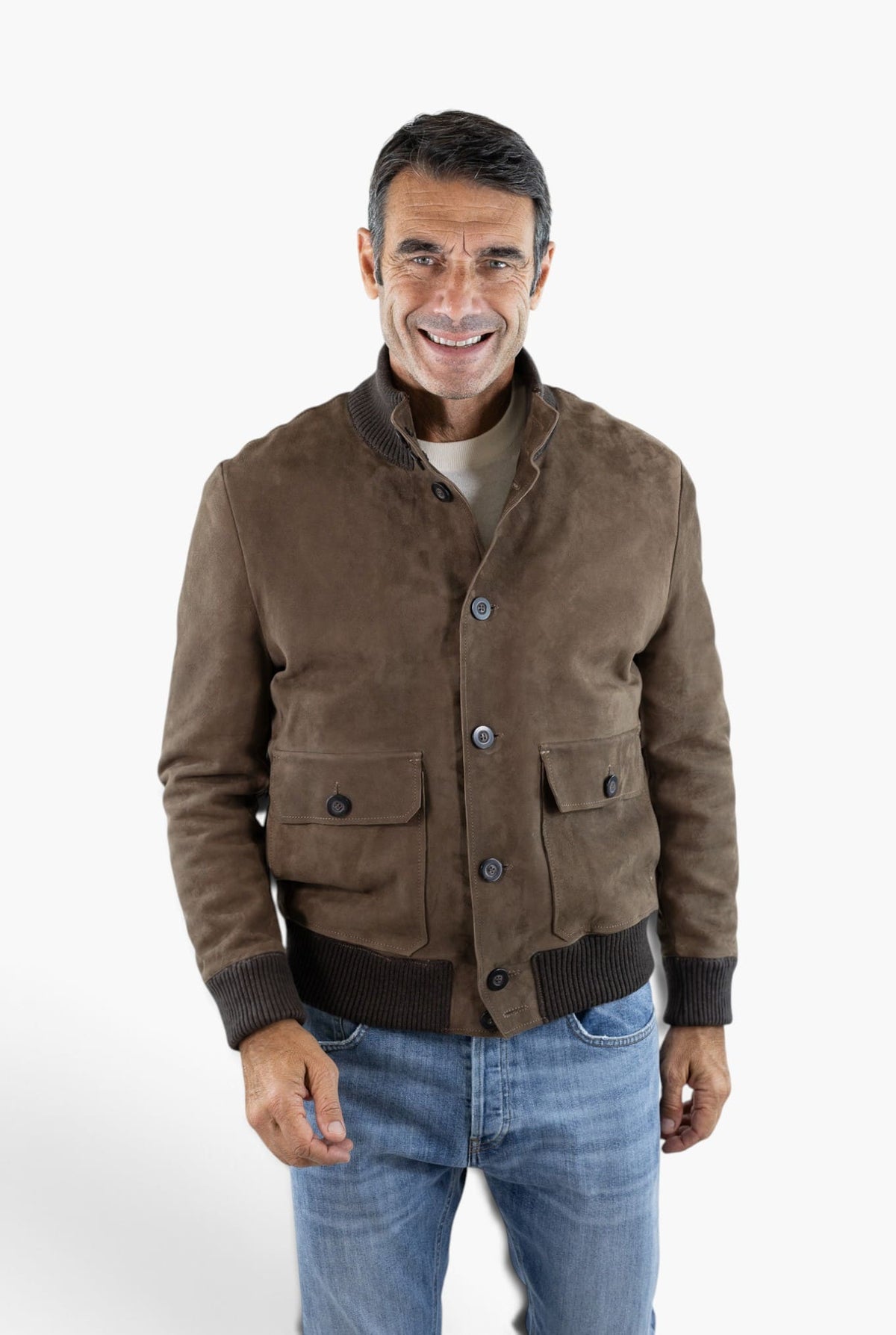 VOLFAGLI Bomber Suede Marrone Foderato