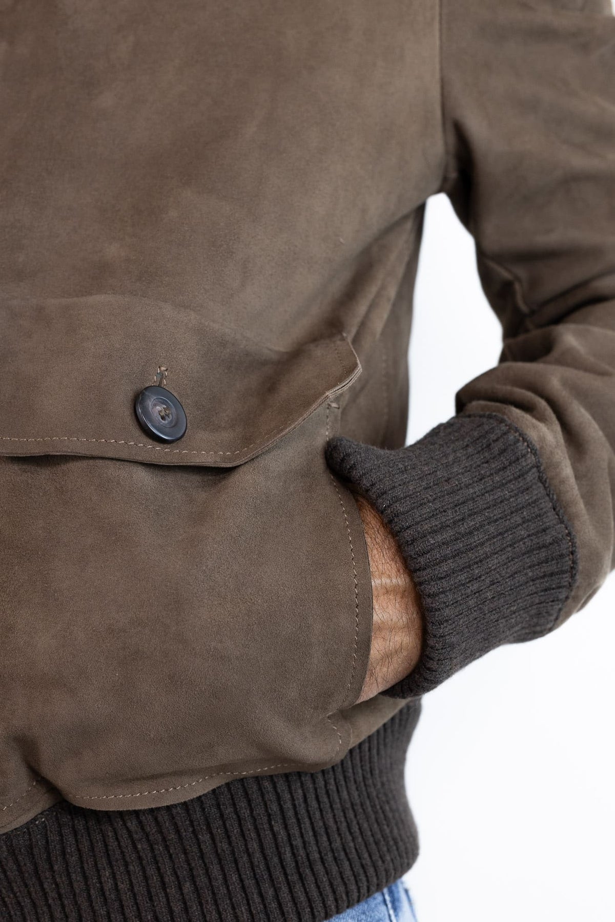 VOLFAGLI Bomber Suede Marrone Foderato