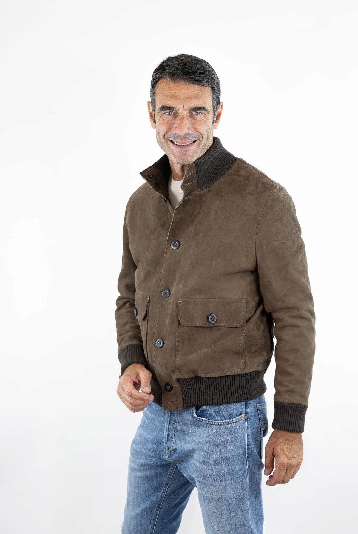 VOLFAGLI Bomber Suede Marrone Foderato