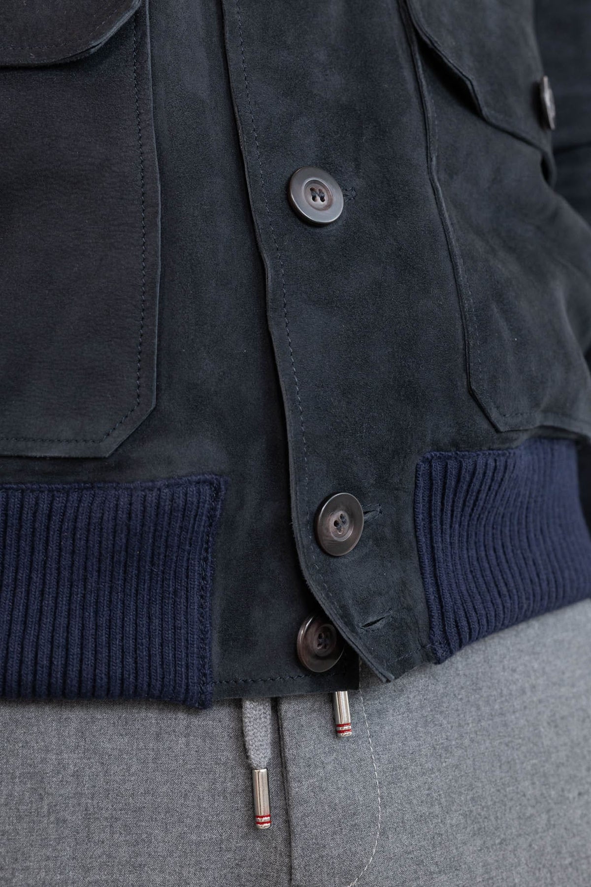 VOLFAGLI Bomber Suede Blu Scuro Foderato