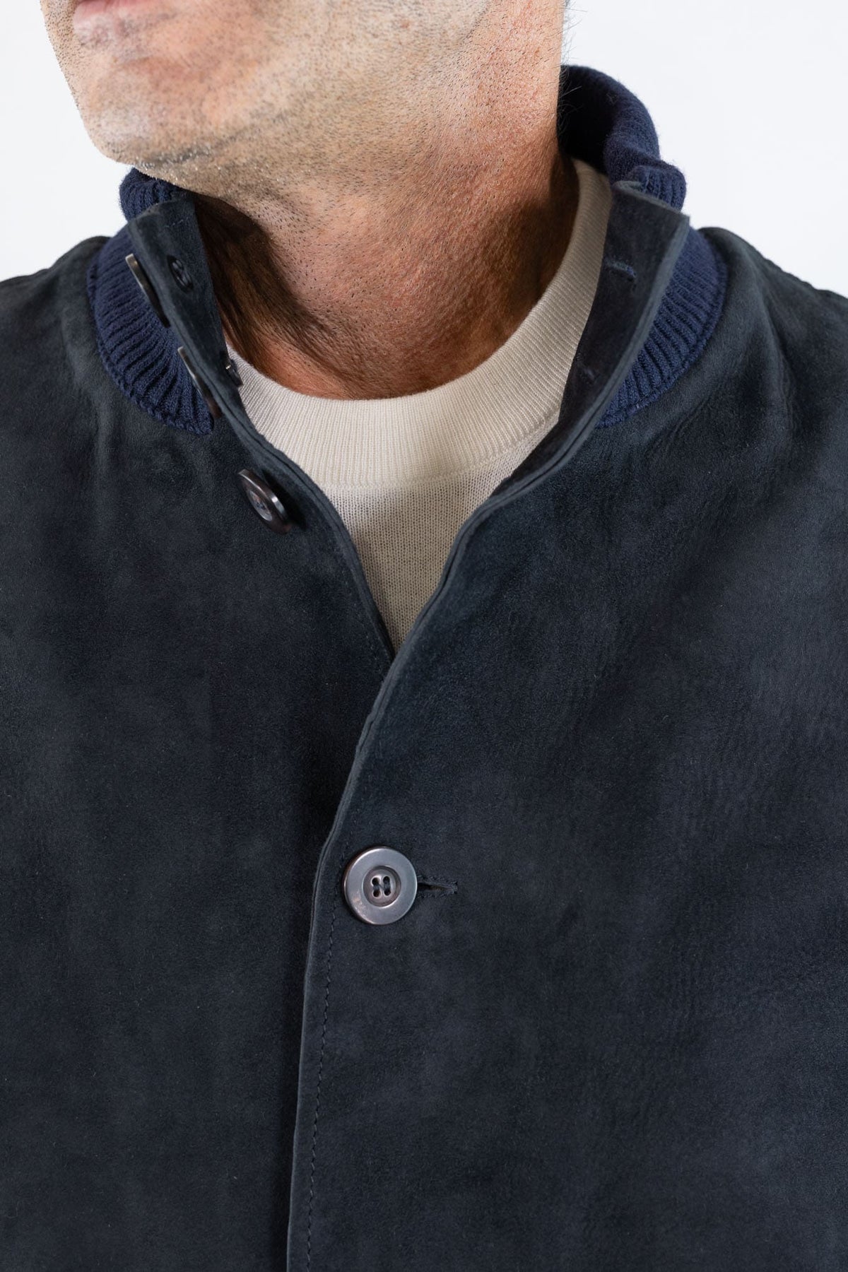 VOLFAGLI Bomber Suede Blu Scuro Foderato