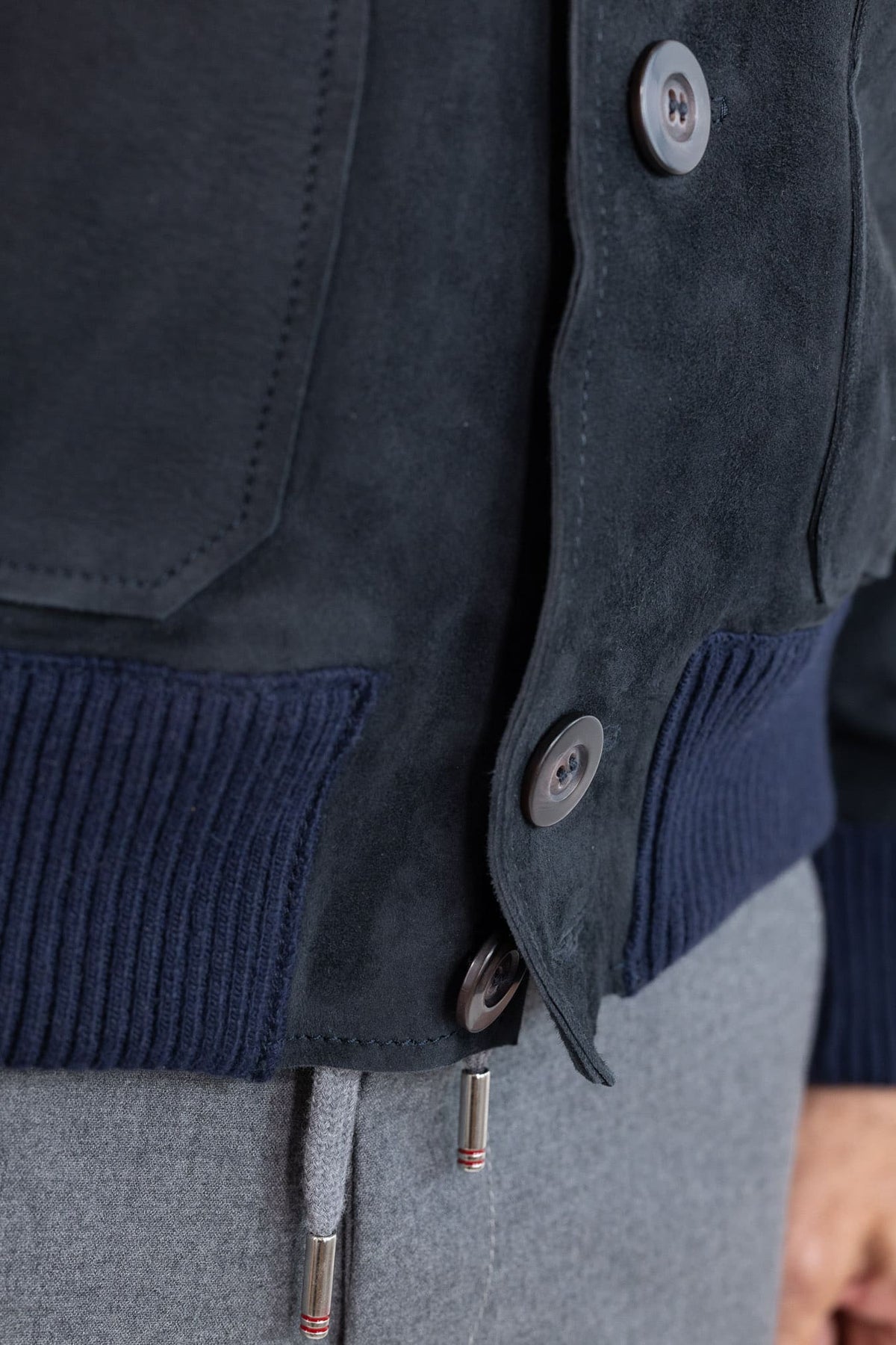 VOLFAGLI Bomber Suede Blu Scuro Foderato