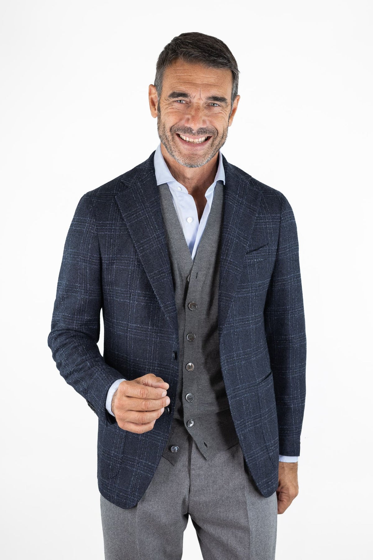 Giacca Check Lana Blu TAGLIATORE