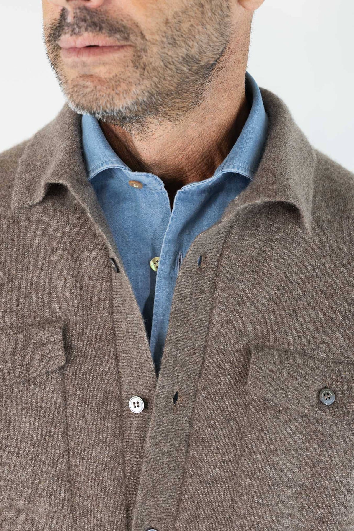 Overshirt Cashmere Seta Tortora ROBERTO COLLINA