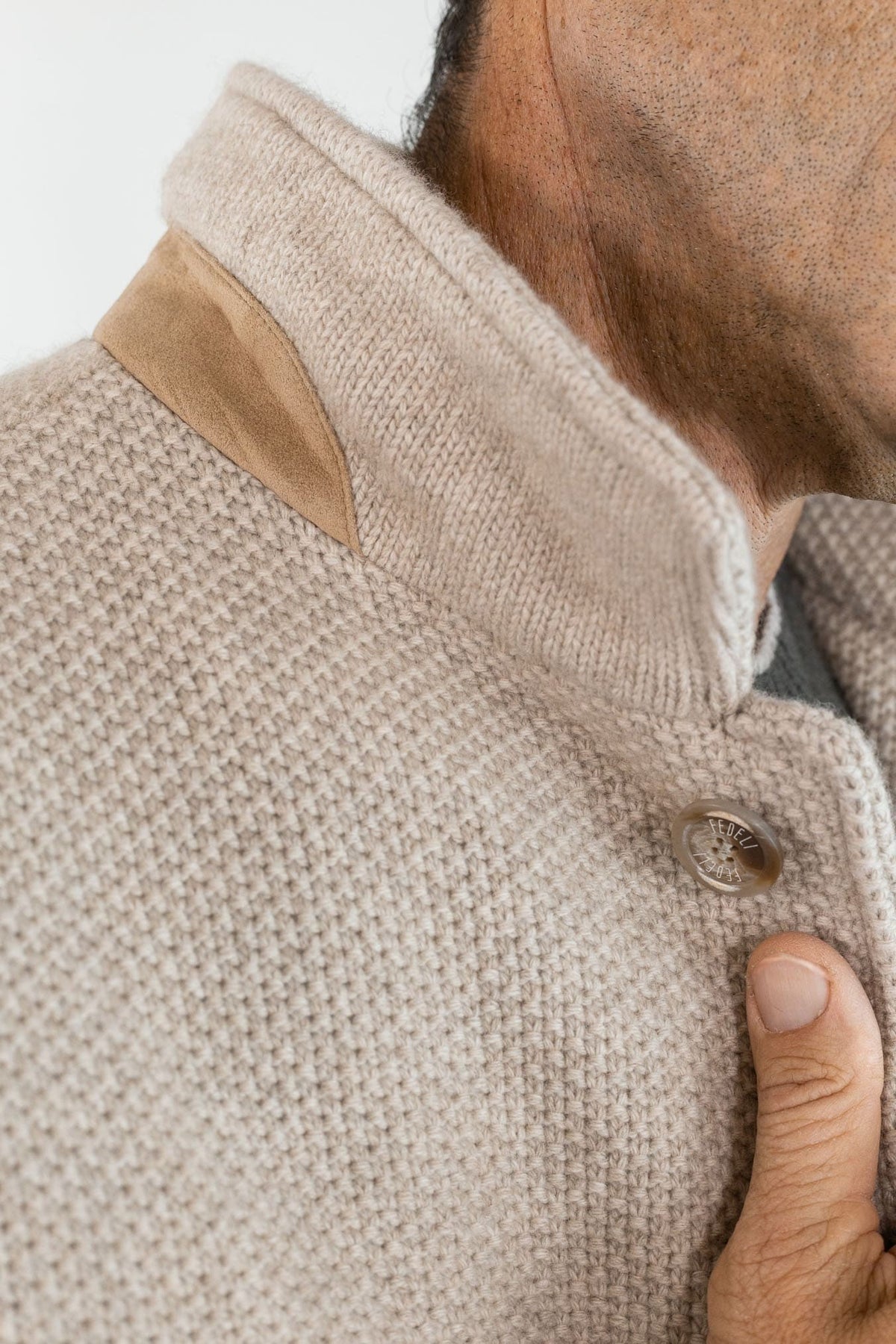 Giacca in Maglia Lana Cashmere Sabbia FEDELI