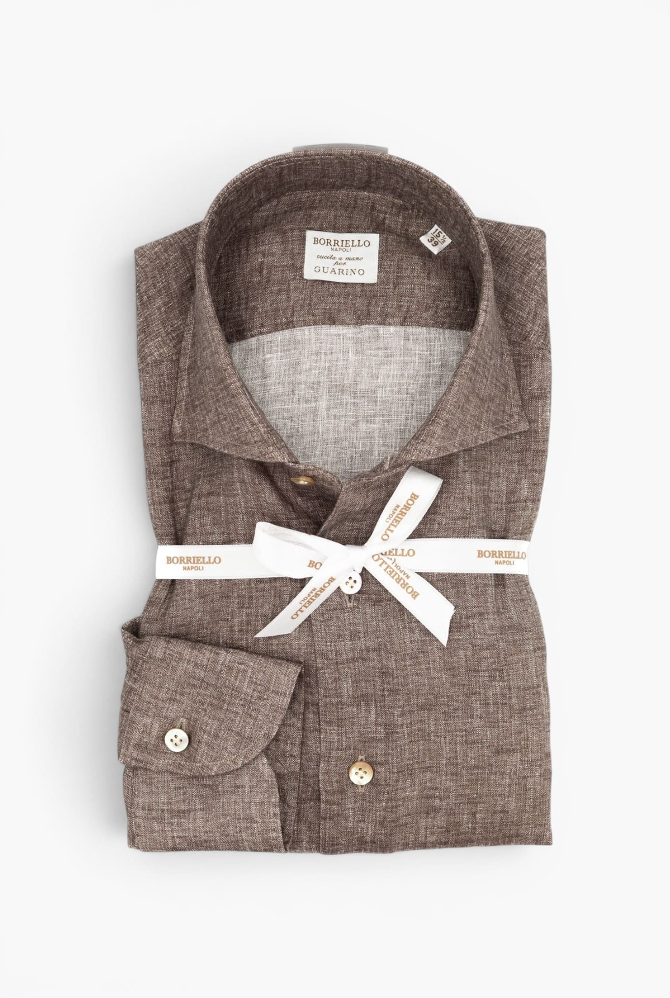 BORRIELLO Camicia "Marechiaro" Lino Marrone Mélange