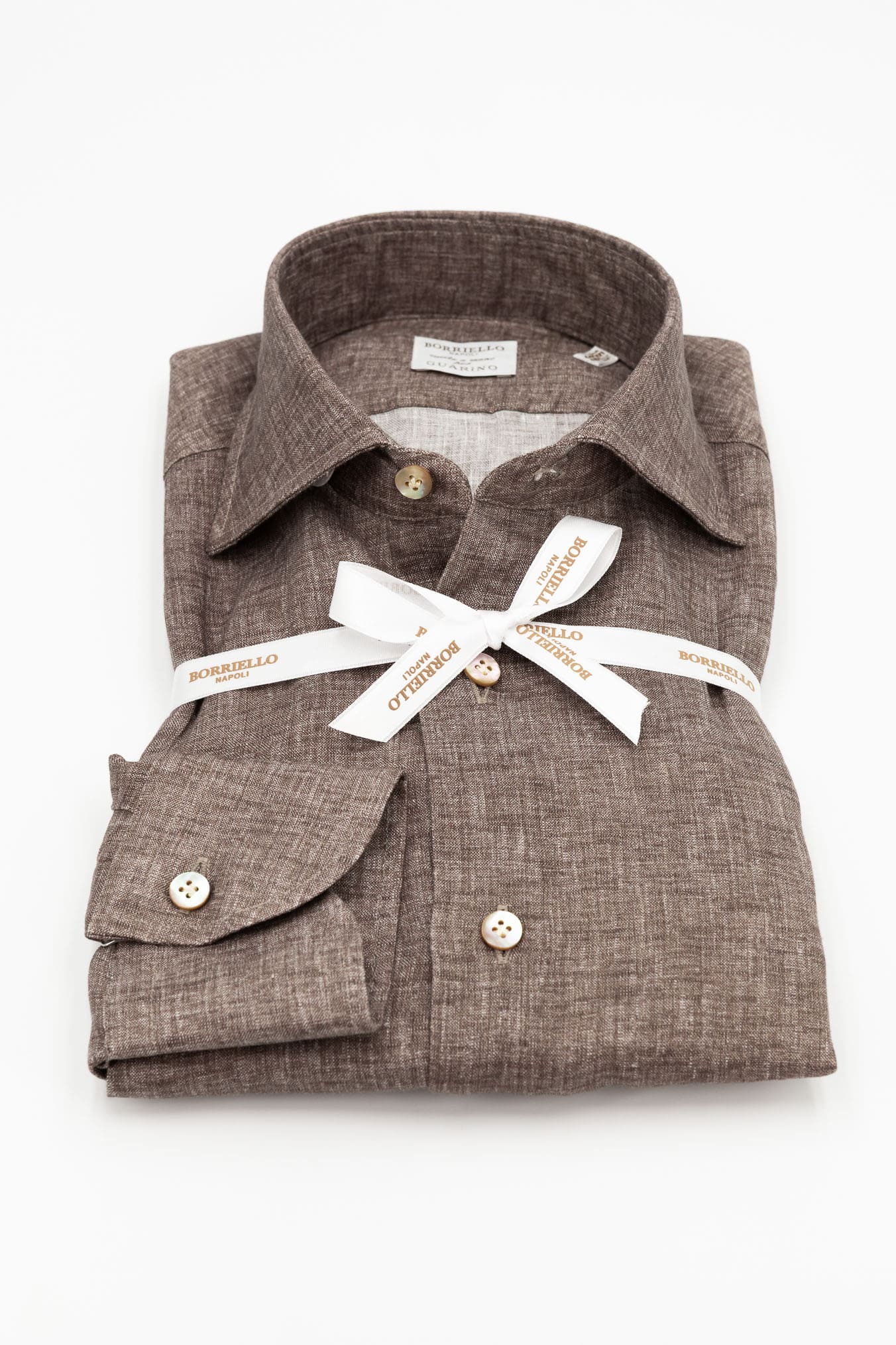 BORRIELLO Camicia "Marechiaro" Lino Marrone Mélange