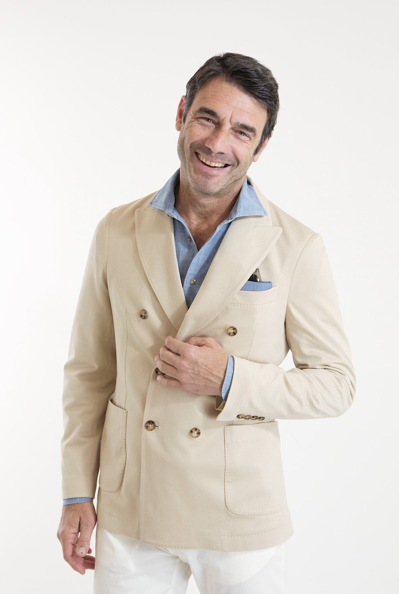 CIRCOLO 1901 Double-breasted Light Beige Cotton Jersey Jacket