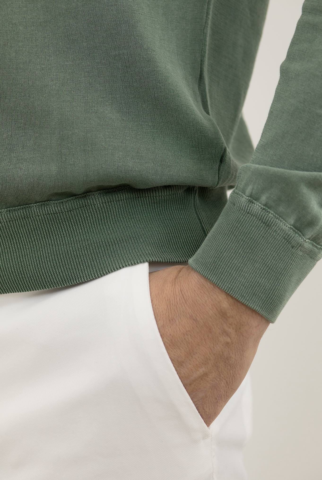 Girocollo Raglan Cotone Frosted Maniche Lunghe Verde - Guarino Store