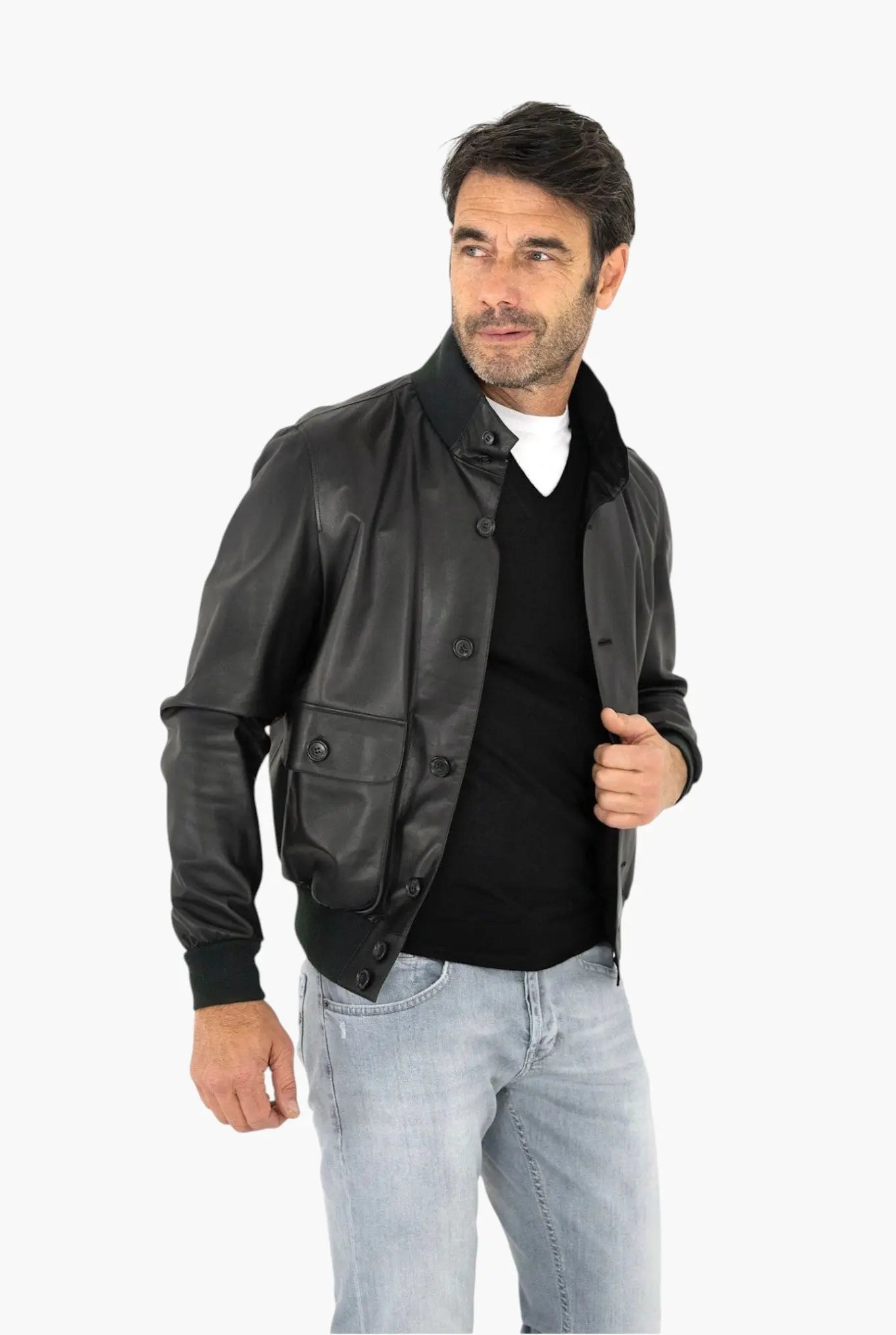 Giubbino Sfoderato Nero in Pelle - Guarino Store