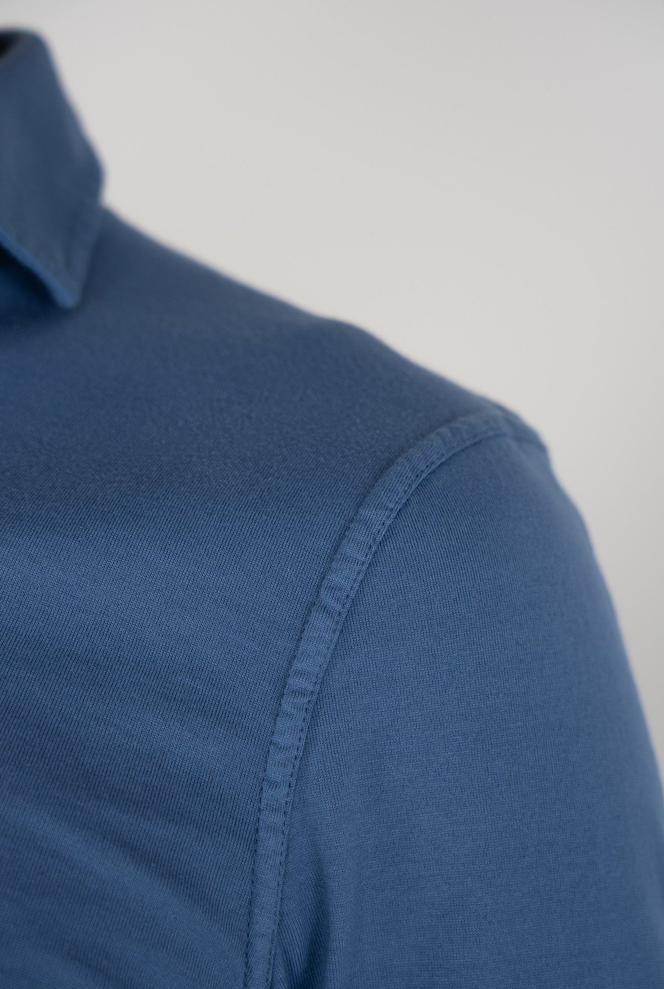 FEDELI Polo Long Sleeves mod. Zero Cotton Medium Blue