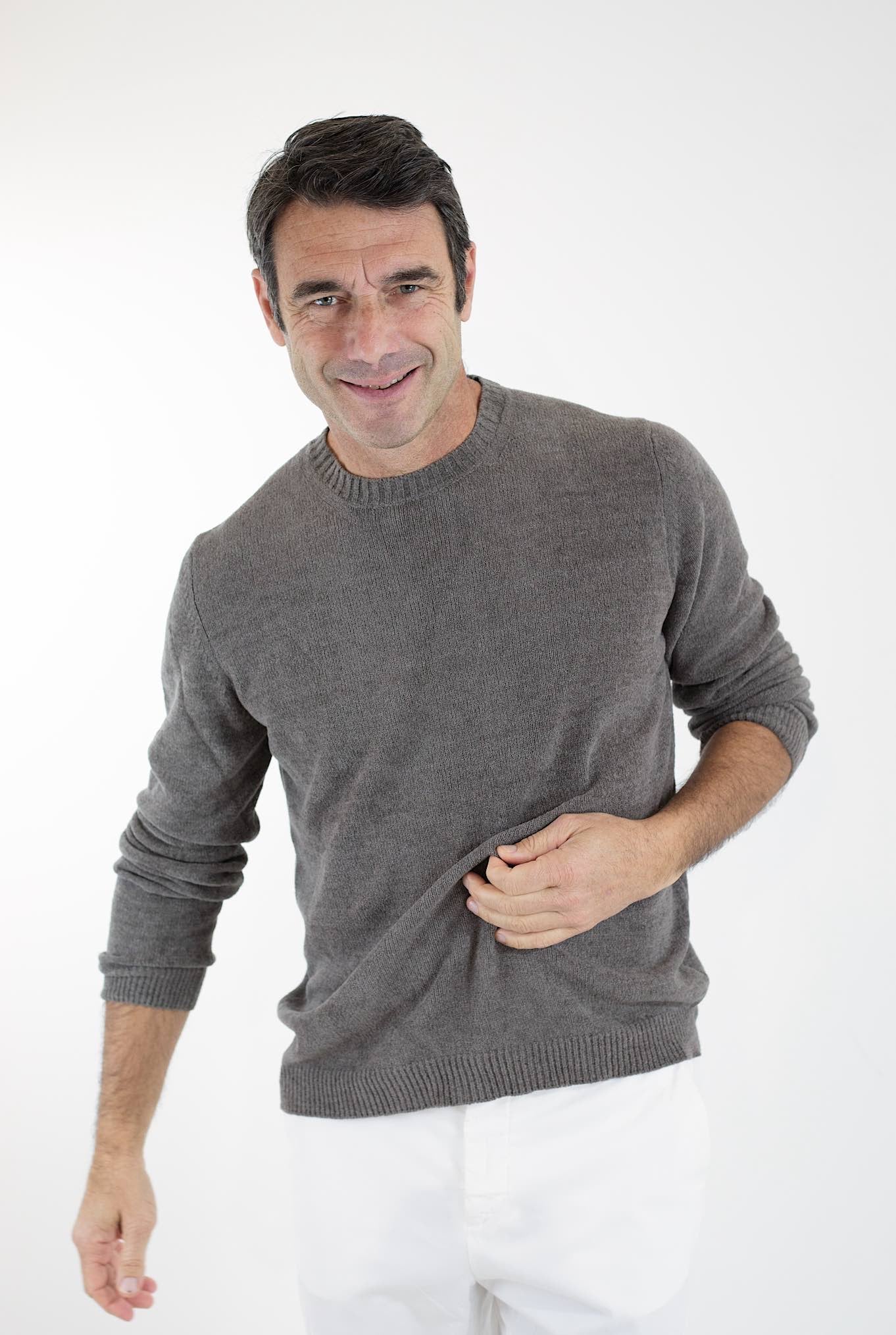 SETTEFILI CASHMERE Crewneck ML in Dark Taupe Chenille