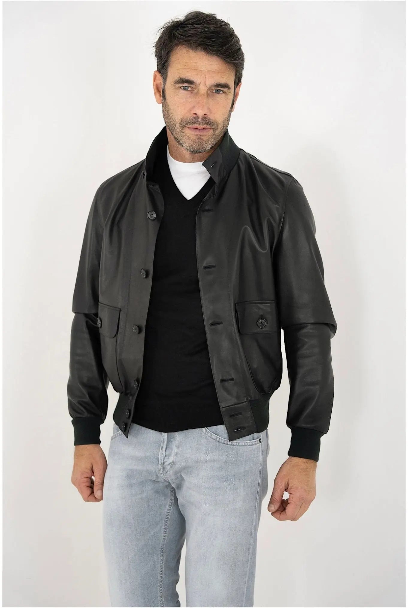 Giubbino Sfoderato Nero in Pelle - Guarino Store