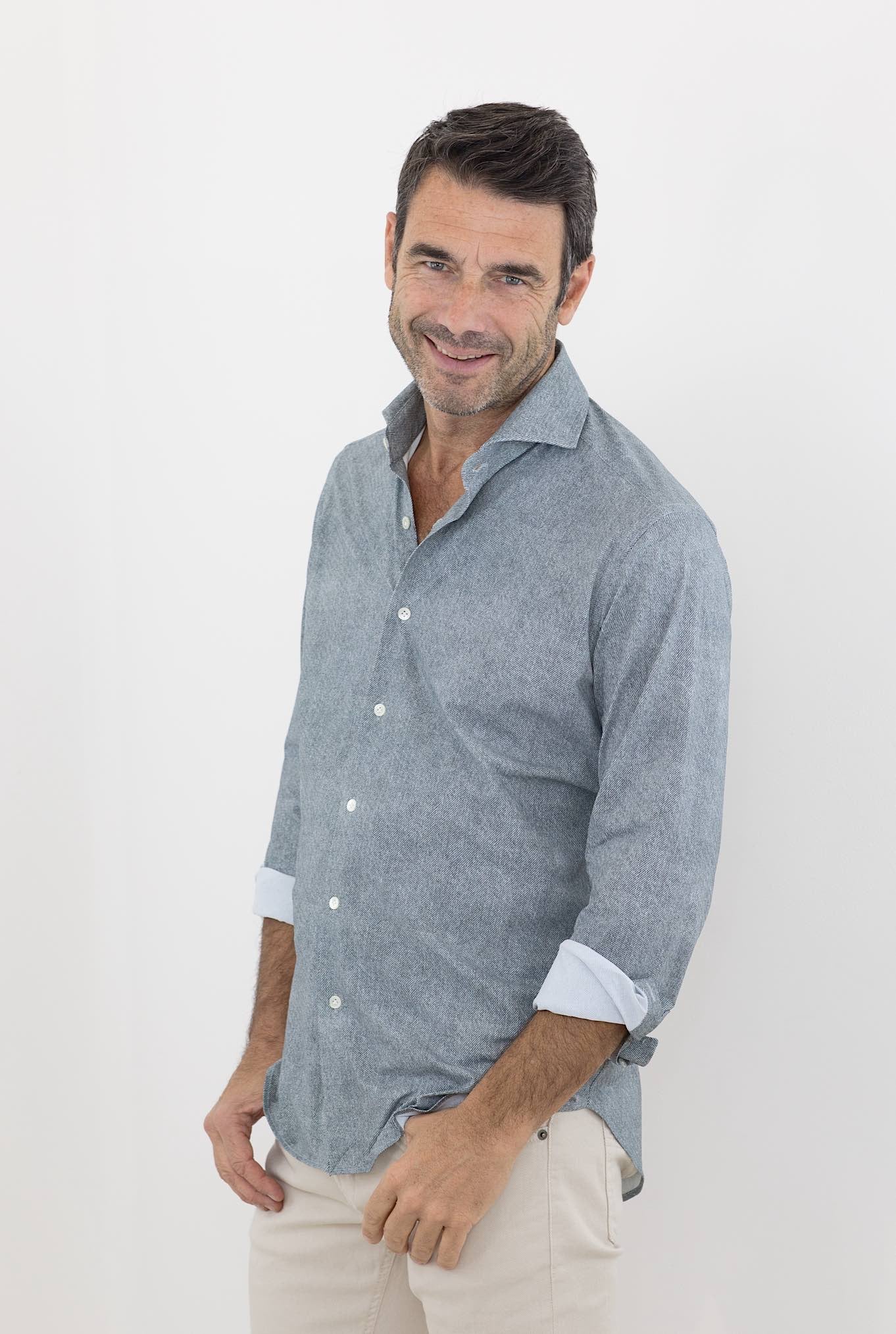 FFF Camicia Active Effetto Denim Grigio Chiaro