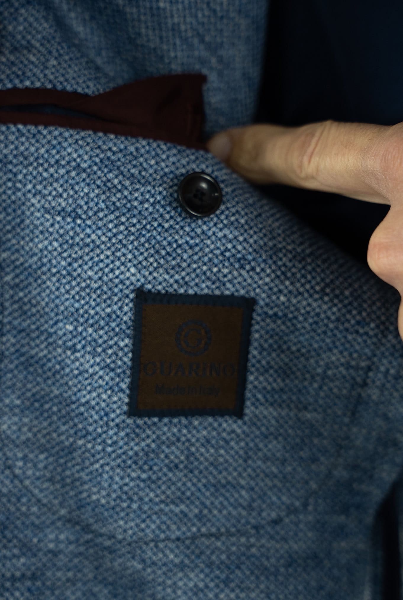 Giacca in Jersey di Lino e Cotone Blu Mélange - Guarino Store