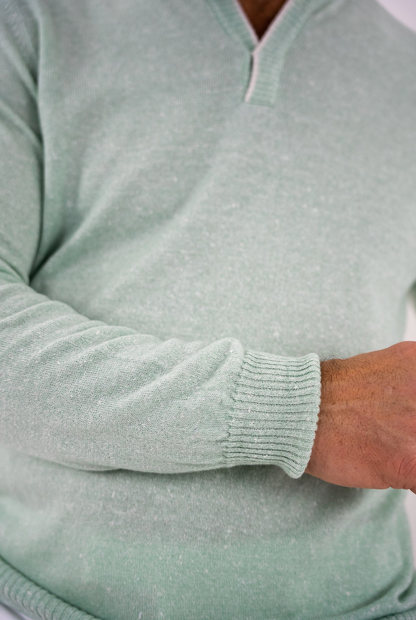 SETTEFILI CASHMERE Sweater in Cashmere and Green Mélange Linen