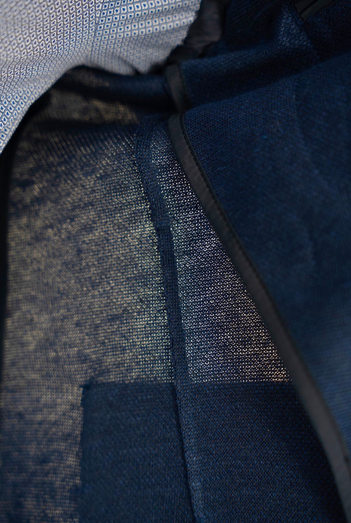 CIRCOLO Blue Linen Armored Double-breasted Jacket