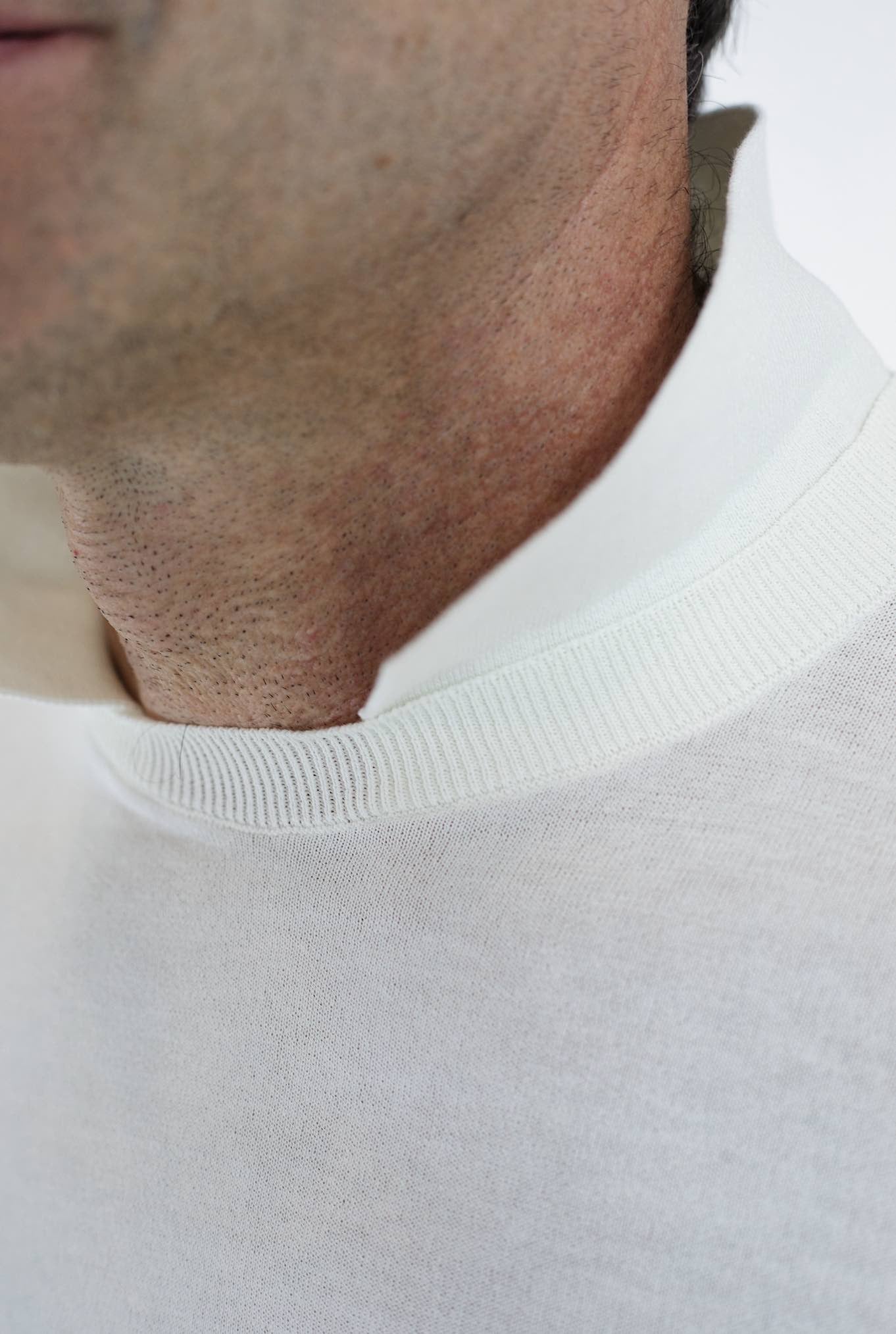 GUARINO ML Polo Shirt in White Crepe Cotton