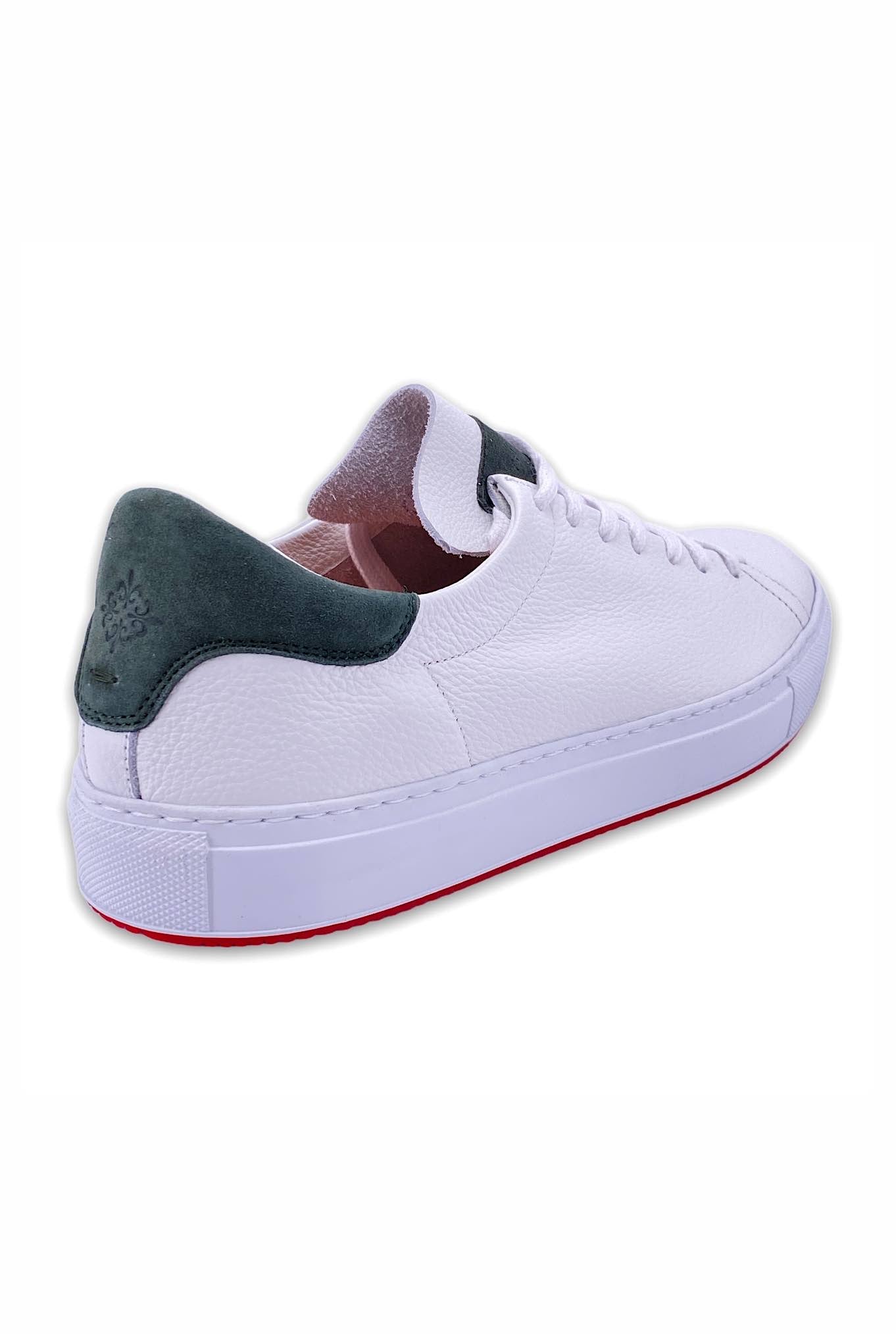 ANDREA VENTURA White Green Deer Leather Sneakers