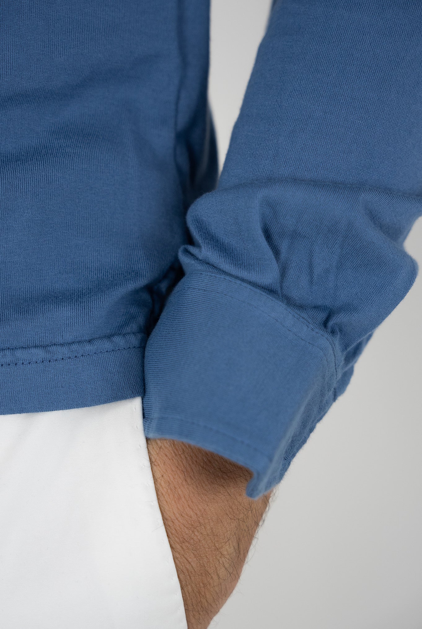 FEDELI Polo Long Sleeves mod. Zero Cotton Medium Blue