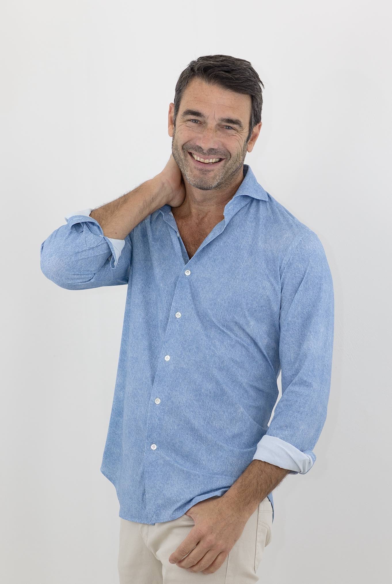 FFF Camicia Active Effetto Denim Azzurro