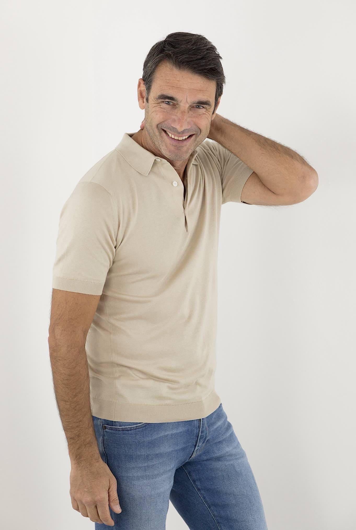 Polo "Adrian" Cotone Sea Island Beige JOHN SMEDLEY