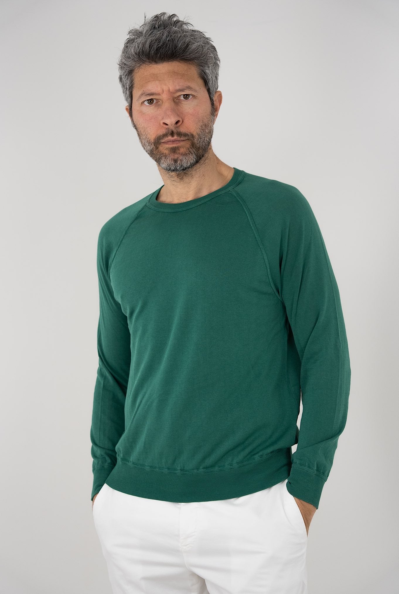 DRUMOHR Green Sweatshirt Cut Crewneck Sweater