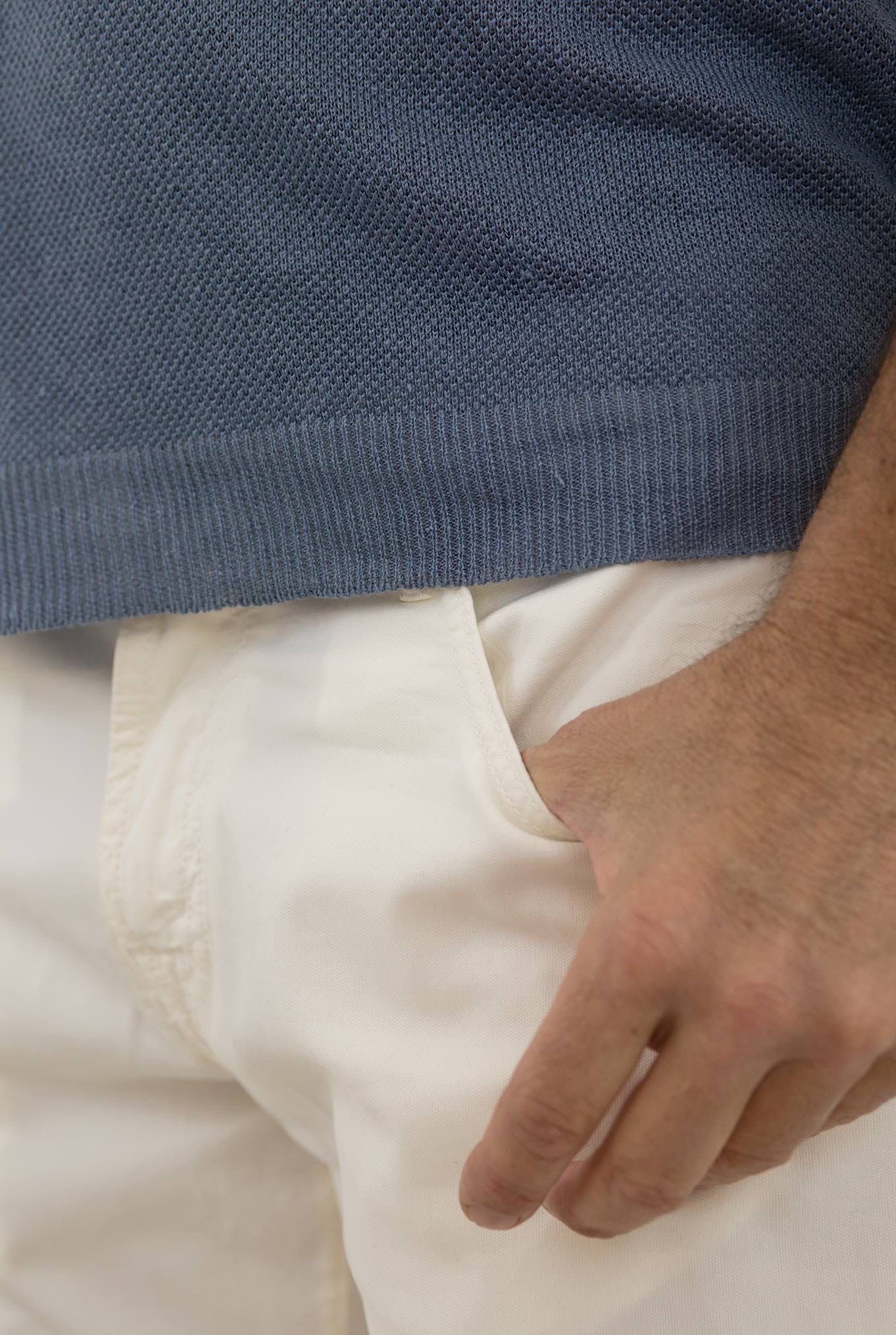 Polo Maniche Corte Lino Nido D'ape Avio ROBERTO COLLINA