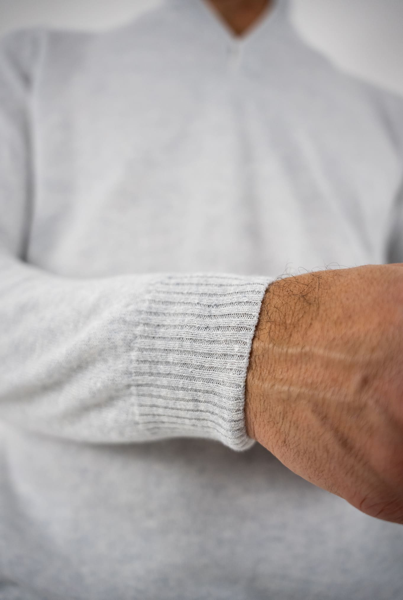Maglia Cashmere e Lino Grigio Chiaro Mélange - Guarino Store