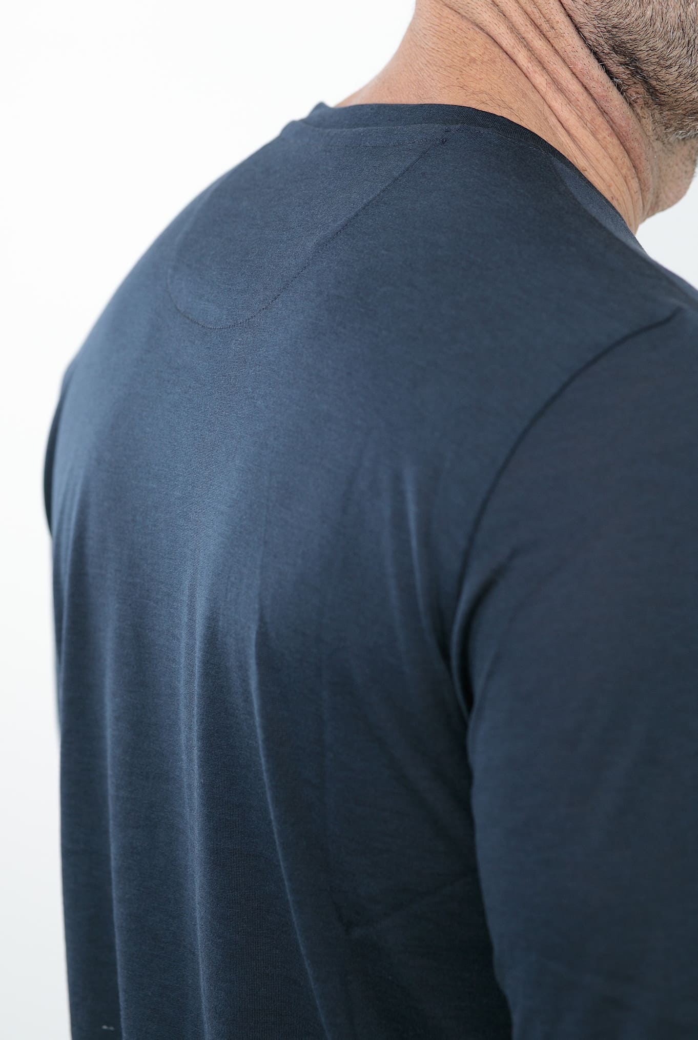 T-Shirt Manica Lunga Seta Cotone Blu PESCAROLO