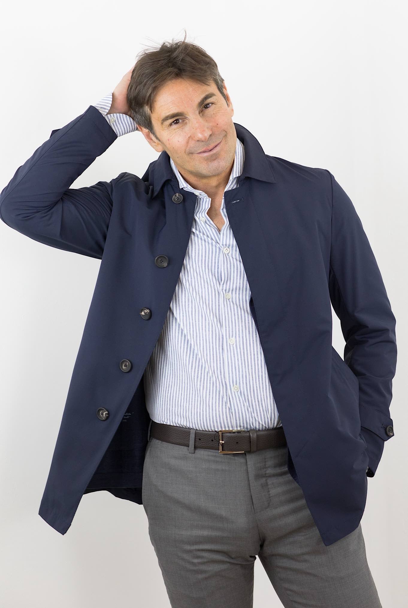 GUARINO Carcoat tessuto Loro Piana Blu Navy