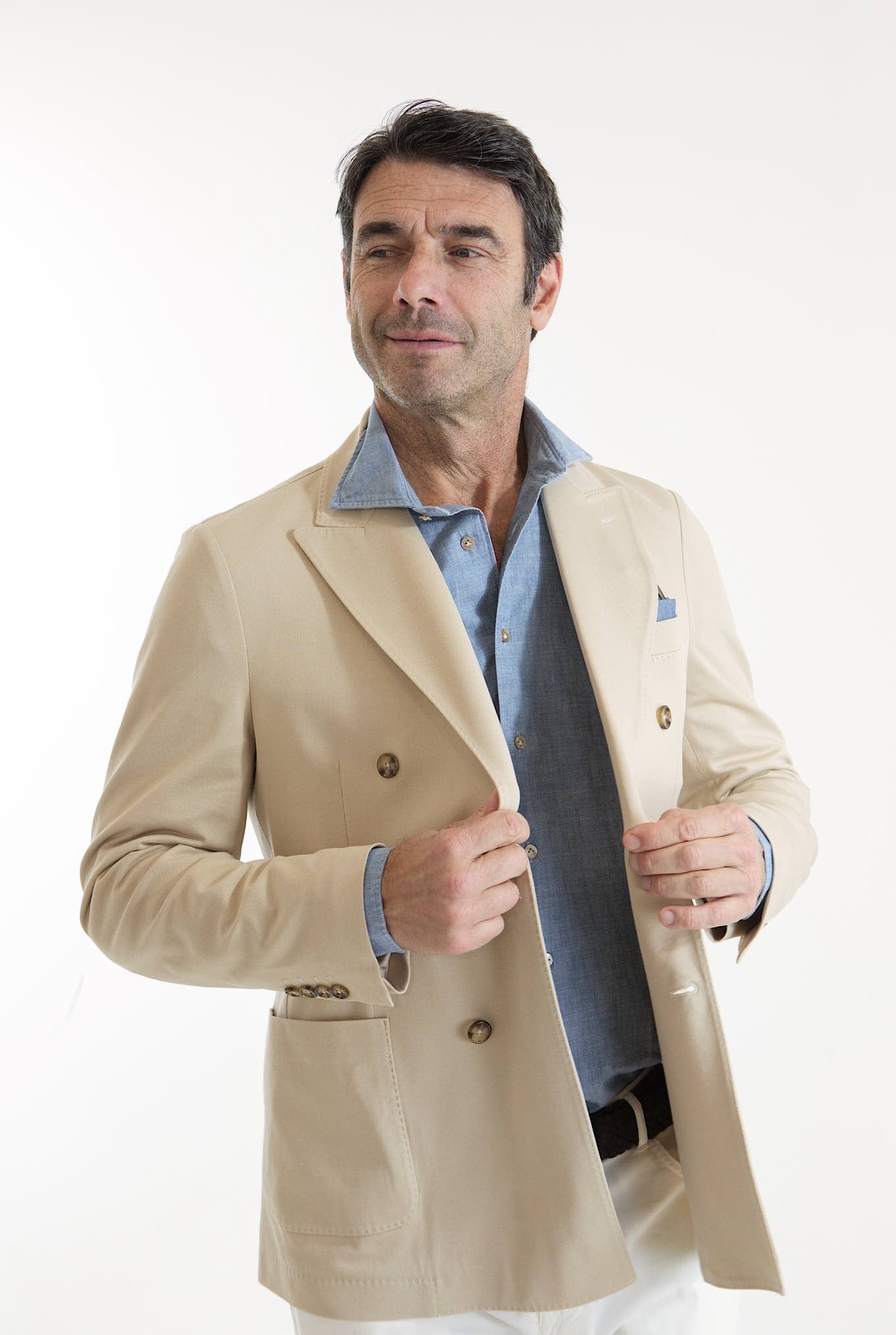 CIRCOLO 1901 Double-breasted Light Beige Cotton Jersey Jacket