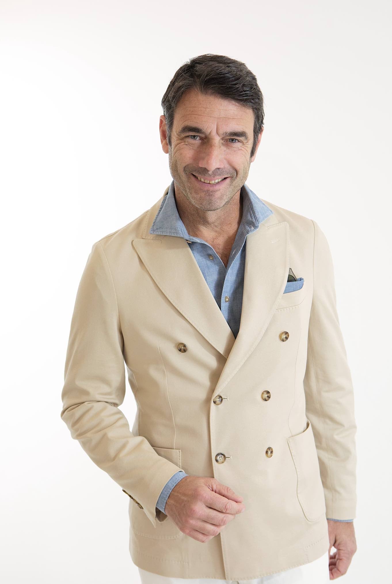 CIRCOLO 1901 Double-breasted Light Beige Cotton Jersey Jacket