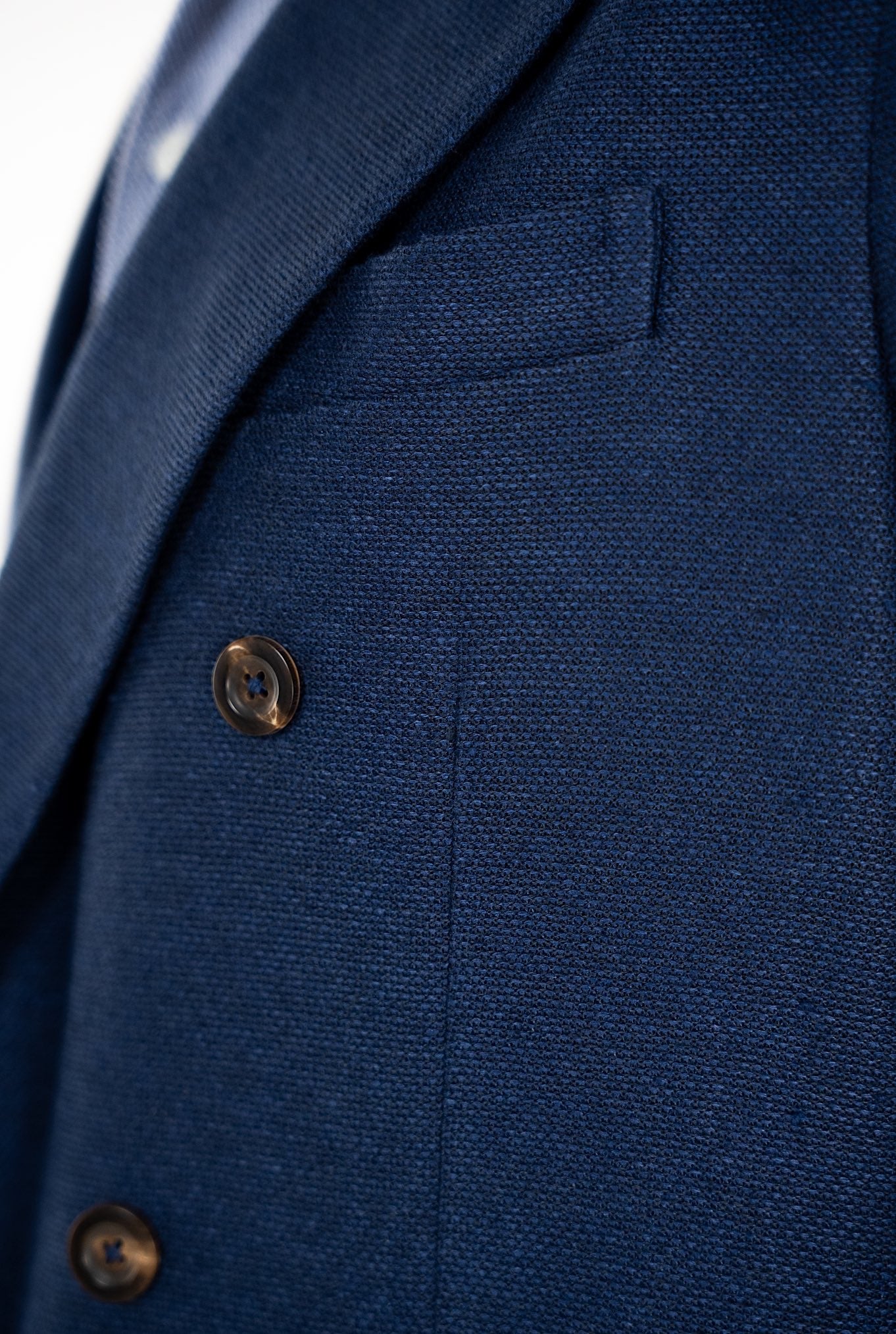 CIRCOLO Blue Linen Armored Double-breasted Jacket