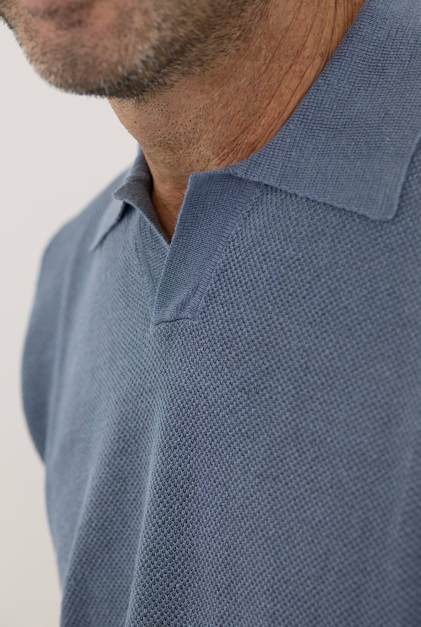 Polo Maniche Corte Lino Nido D'ape Avio ROBERTO COLLINA