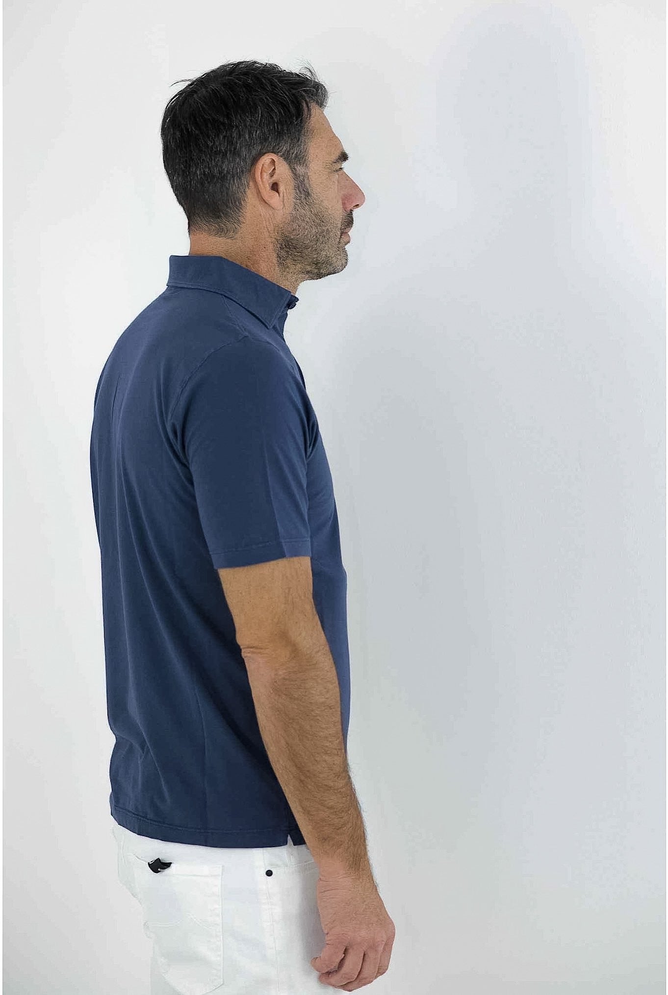 KIRED Polo Cotone Pima Maniche Corte Blu Navy