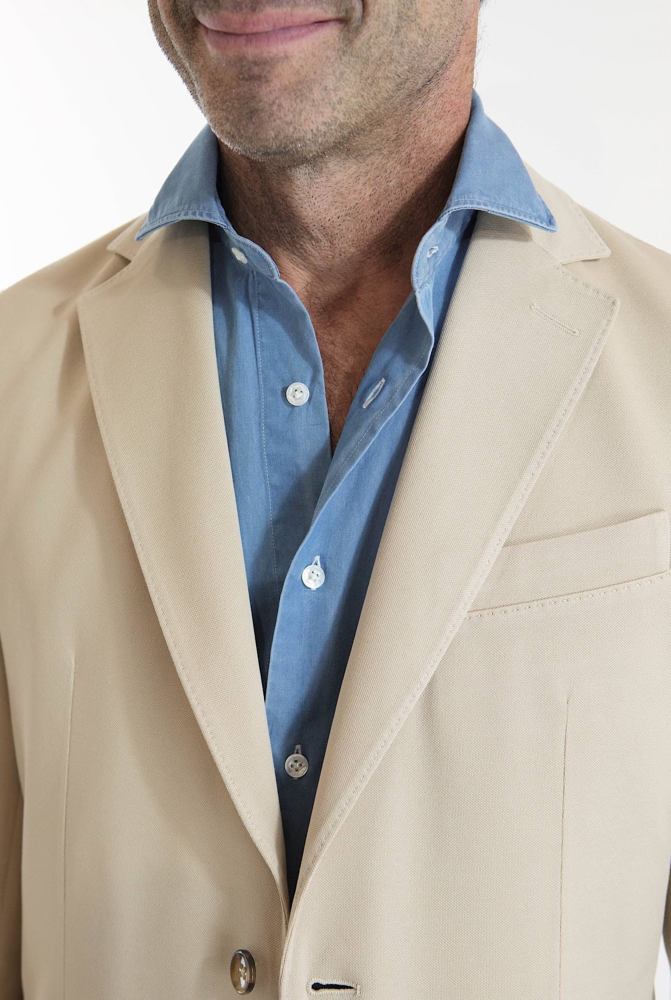 CIRCOLO 1901 Single-breasted Light Beige Cotton Jersey Jacket